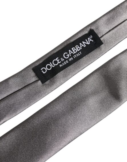 Metallic Silver Silk Adjustable Necktie Tie - Image 6
