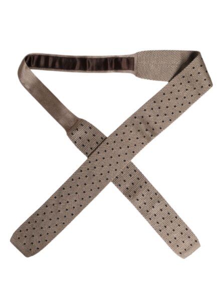 Beige Polka Dot Silk Adjustable Necktie Tie - Image 4