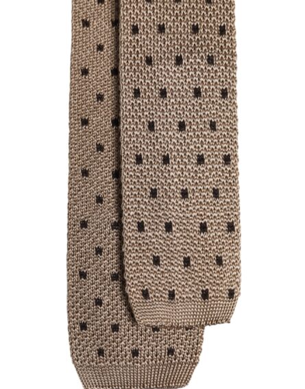 Beige Polka Dot Silk Adjustable Necktie Tie - Image 5
