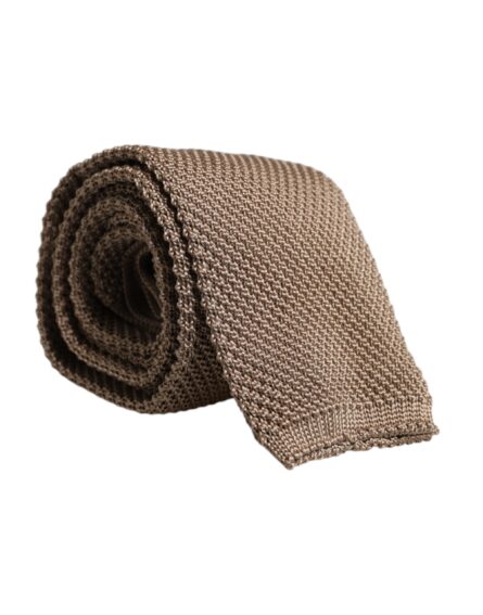 Brown Silk Adjustable Necktie Tie - Image 2