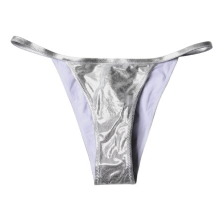Silver Polyester Beachwear Bikini Bottom Swimwear - Image 2