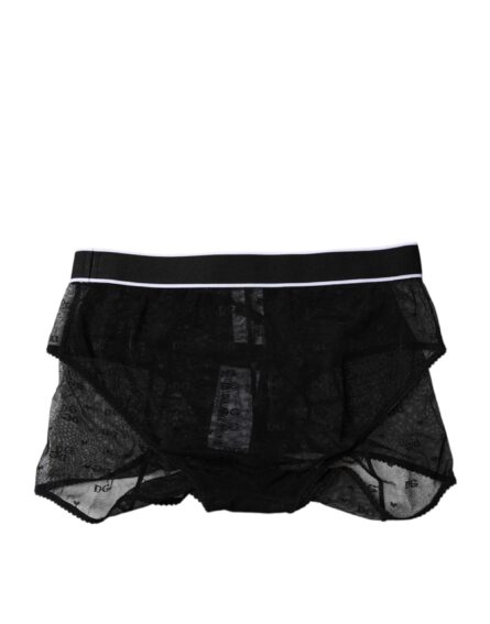 Black Tulle Nylon Mid Waist Panty Underwear - Image 4
