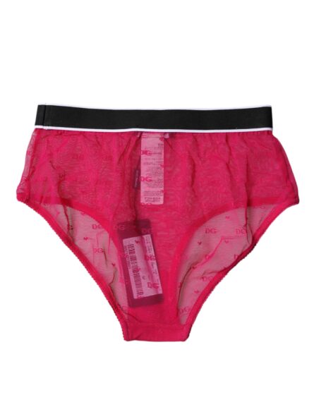 Fuchsia Tulle Nylon Mid Waist Panty Underwear - Image 4