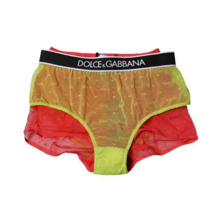 Red Yellow Tulle Mid Waist Panty Underwear - Image 3