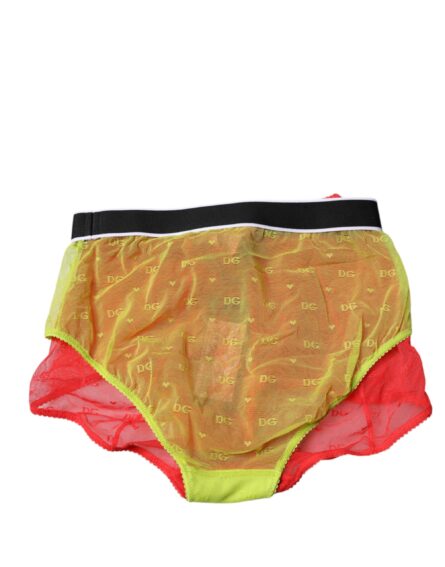 Red Yellow Tulle Mid Waist Panty Underwear - Image 4