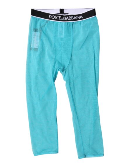 Light Blue DG Logo Nylon Cropped Tights Underwear - Image 4