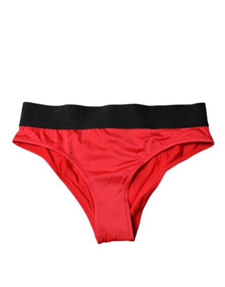 Red Nylon Stretch Mid Waist Panty Underwear - Image 2