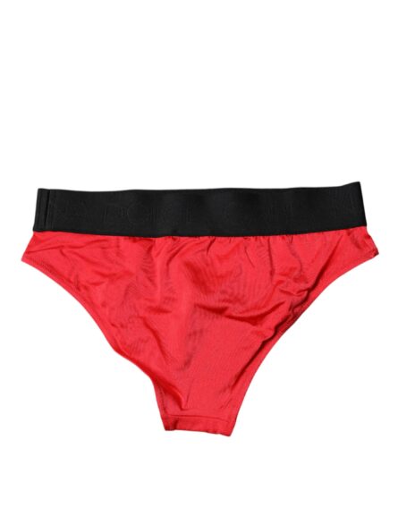 Red Nylon Stretch Mid Waist Panty Underwear - Image 4