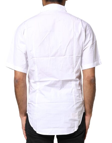 White Cotton Button Down Casual Men Polo Shirt - Image 3