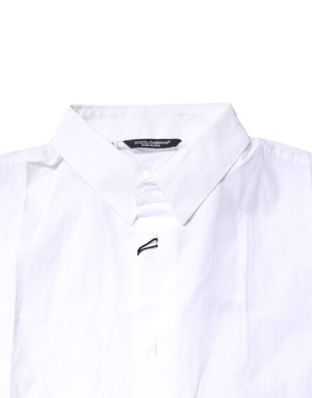 White Cotton Button Down Casual Men Polo Shirt - Image 4