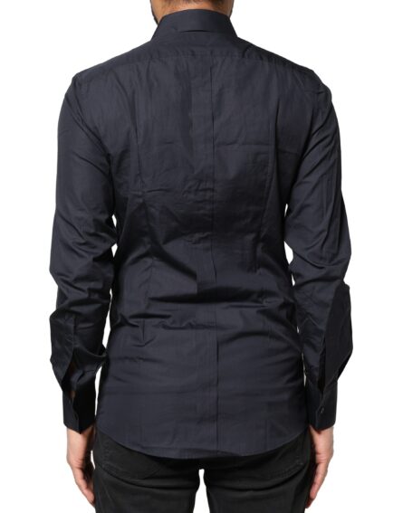 Dark Blue GOLD Cotton Long Sleeves Dress Shirt - Image 4