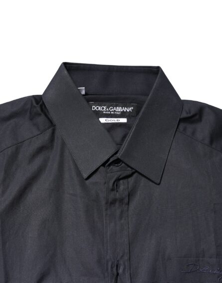 Dark Blue GOLD Cotton Long Sleeves Dress Shirt - Image 5