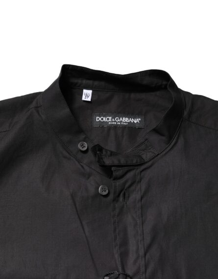 Black Cotton Button Down Men Casual Shirt - Image 4