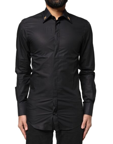 Black GOLD Cross Embellished Men Dress Shirt - Image 2