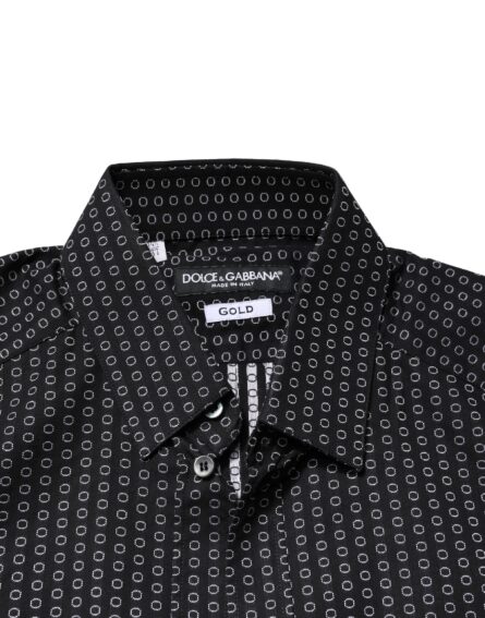Black GOLD Patterned Cotton Men Dress Shirt - Image 5