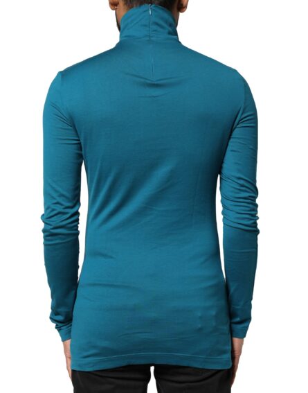Blue Cotton Turtleneck Long Sleeves Sweater - Image 4
