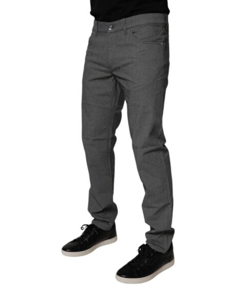 Gray Cotton Stretch Skinny Denim Jeans - Image 3