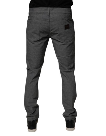 Gray Cotton Stretch Skinny Denim Jeans - Image 4