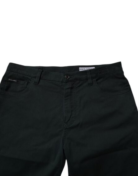 Dark Green Cotton Loose Men Denim Jeans - Image 5