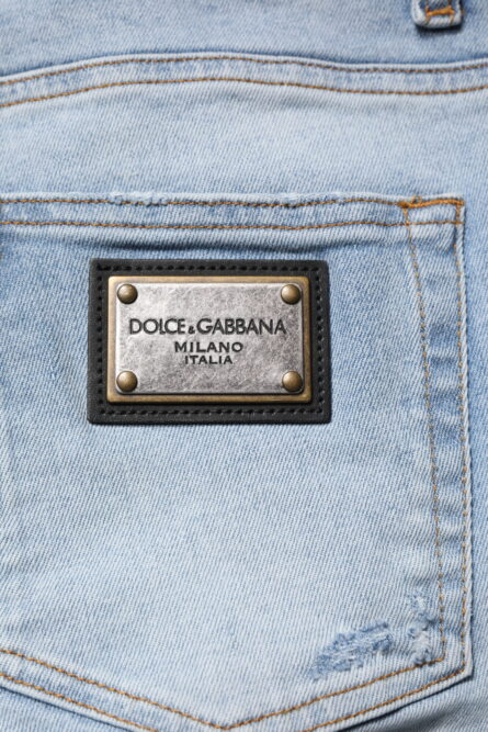 Blue Tattered Cotton Skinny Men Denim Jeans - Image 6