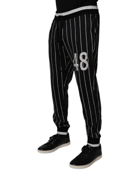 Black White Stripes Jogger Sweatpants Pants - Image 3