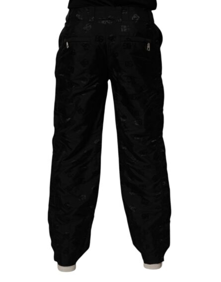 Black Logo Monogram Straight Pants - Image 4