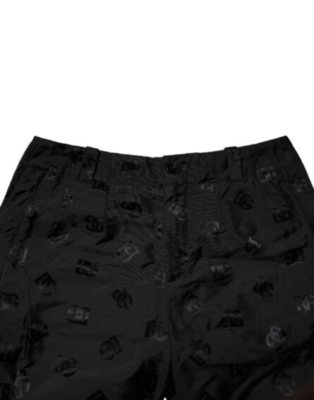 Black Logo Monogram Straight Pants - Image 5