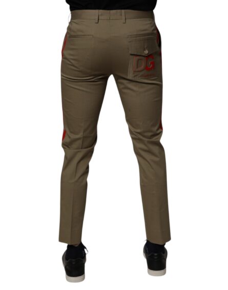 Dark Khaki Cotton Tapered Pants - Image 4