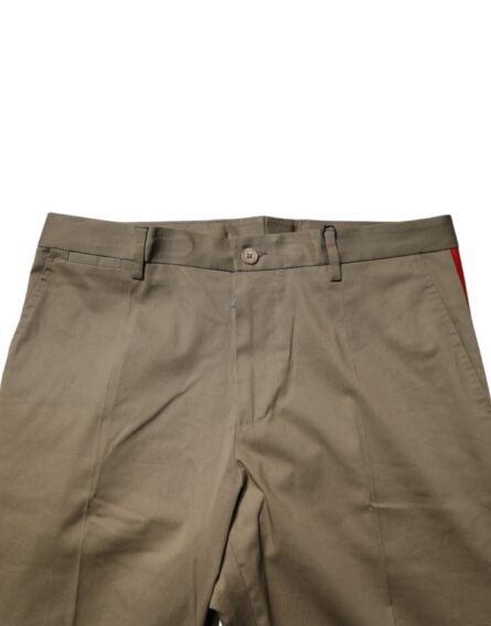 Dark Khaki Cotton Tapered Pants - Image 5