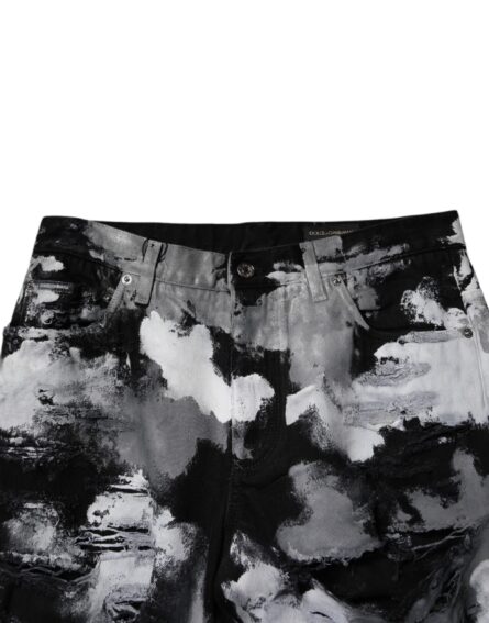 Multicolor Camouflage Tattered Skinny Denim Jeans - Image 5