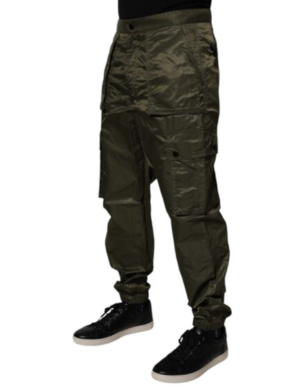 Dark Green Nylon Cargo Pants - Image 3