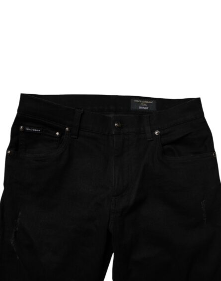 Black Cotton Stretch Skinny Men Denim Jeans - Image 5