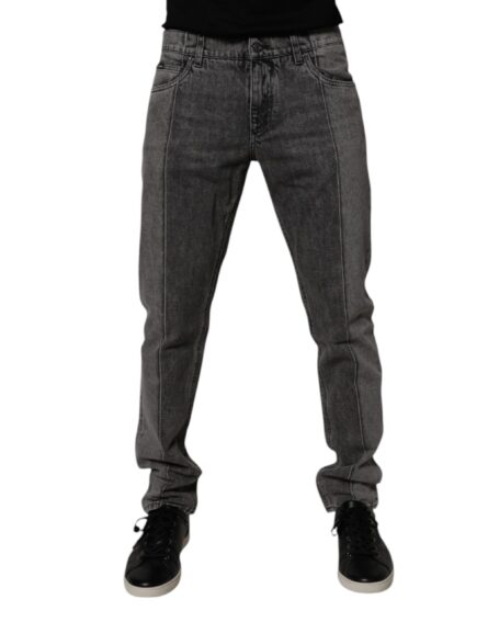 Two Tone Gray Cotton Denim Jeans - Image 2