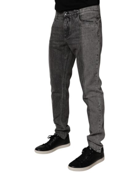 Two Tone Gray Cotton Denim Jeans - Image 3
