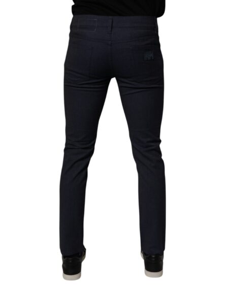 Dark Blue Cotton Stretch Skinny Denim Jeans - Image 4