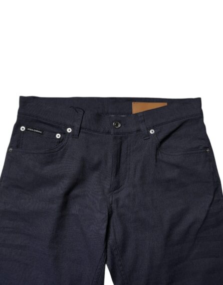 Dark Blue Cotton Stretch Skinny Denim Jeans - Image 5
