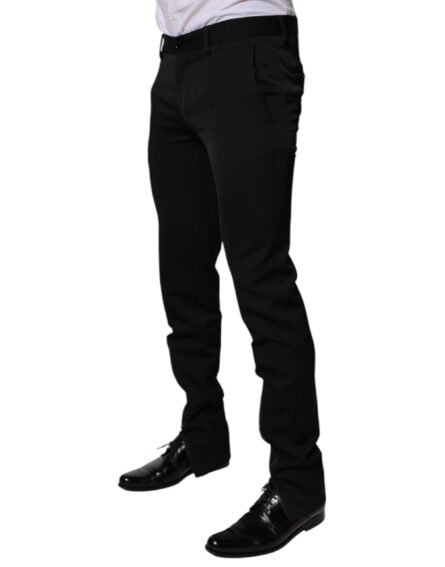 Black Wool Tapered Formal Dress Pants - Image 3