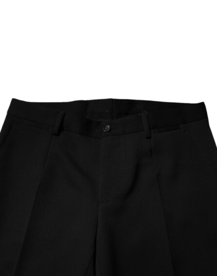 Black Wool Tapered Formal Dress Pants - Image 5