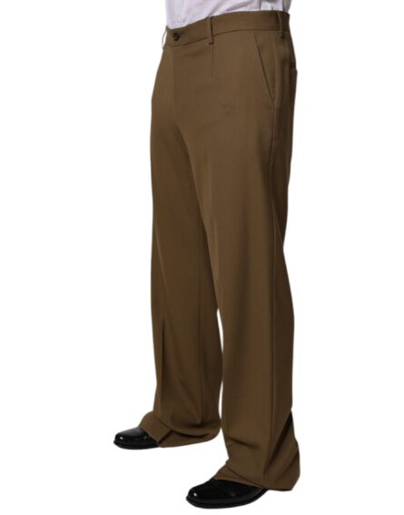 Brown Wool Straight Formal Dress Pants - Image 3
