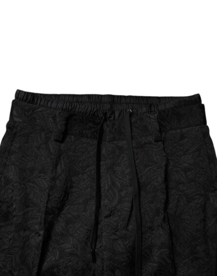 Black Brocade Polyester Skinny Dress Pants - Image 5
