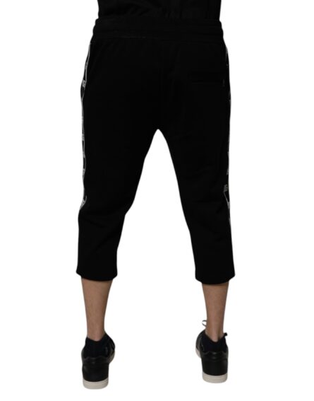 Black Cotton Blend Cropped Sweatpants Pants - Image 4