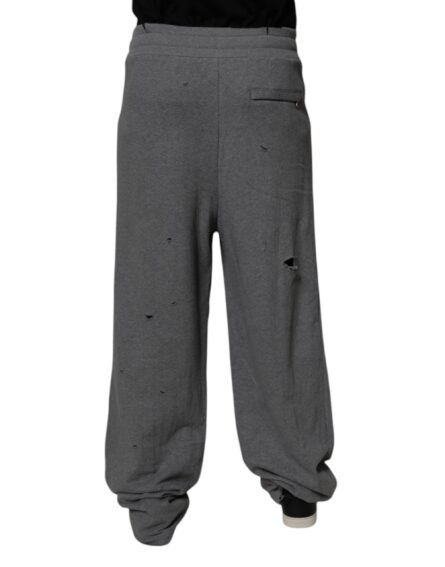 Gray Cotton RipStyle Straight Sweatpants Pants - Image 4