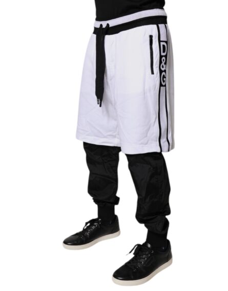 Black White Cotton Layered Sweatpants Pants - Image 3