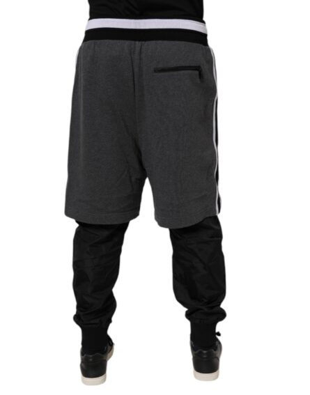 Black Gray Cotton Layered Men Sweatpants Pants - Image 4