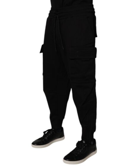 Black Cotton Men Cargo Jogger Sweatpants Pants - Image 3