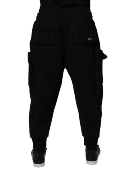 Black Cotton Men Cargo Jogger Sweatpants Pants - Image 4
