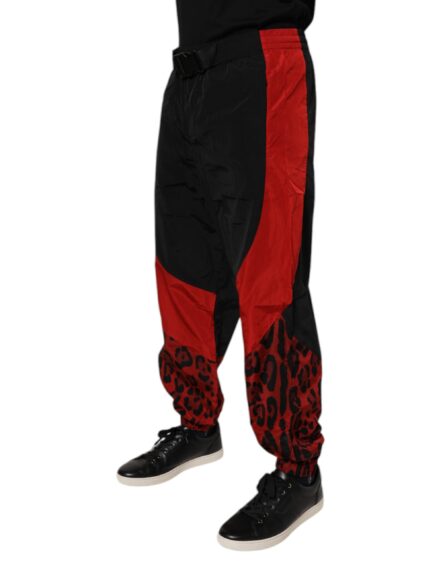 Black Red Leopard Jogger Sweatpants Pants - Image 3