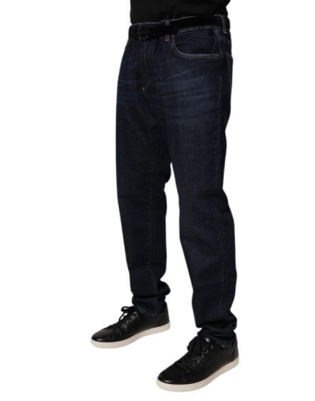 Dark Blue Cotton Stretch Skinny Denim Jeans - Image 3