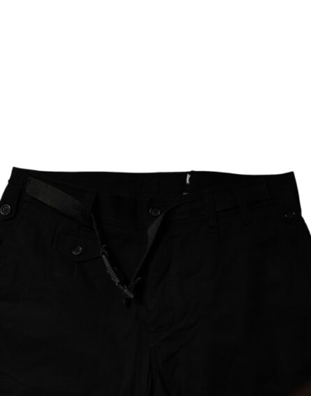 Black Cotton Stretch Skinny Cargo Denim Jeans - Image 5
