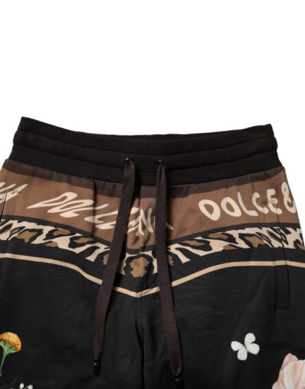 Black Floral Cotton Jogger Sweatpants Pants - Image 5